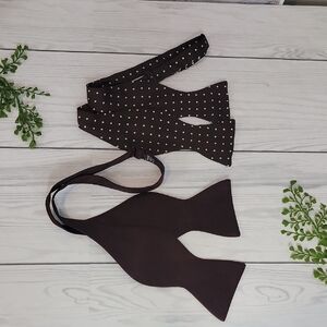 Robert Talbott Vintage Dark Brown Silk Tie Plus Polka-Dot Silk Self Tie